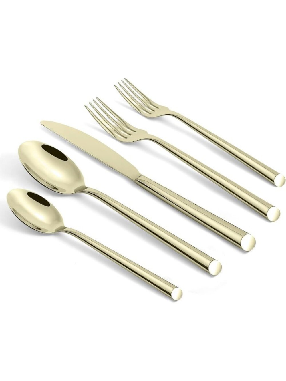 Elegant Champagne Gold Stainless Steel Flatware Set, 20-Piece Service for 4